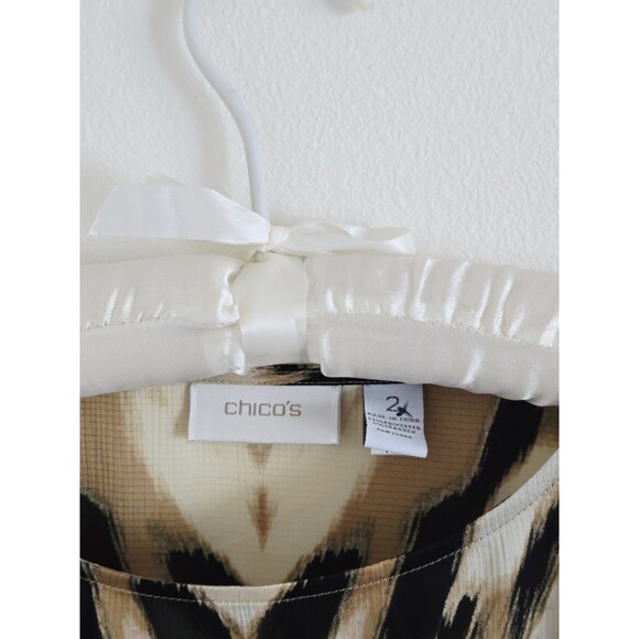 Chicos Blouse Size 2 Woman's M L Satin Tiger Print Blouse Fall Chic Mob Wife - Picture 5 of 8